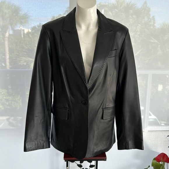 Brook Brothers 100% lamb leather black super soft, one button, size L - Picture 11 of 16